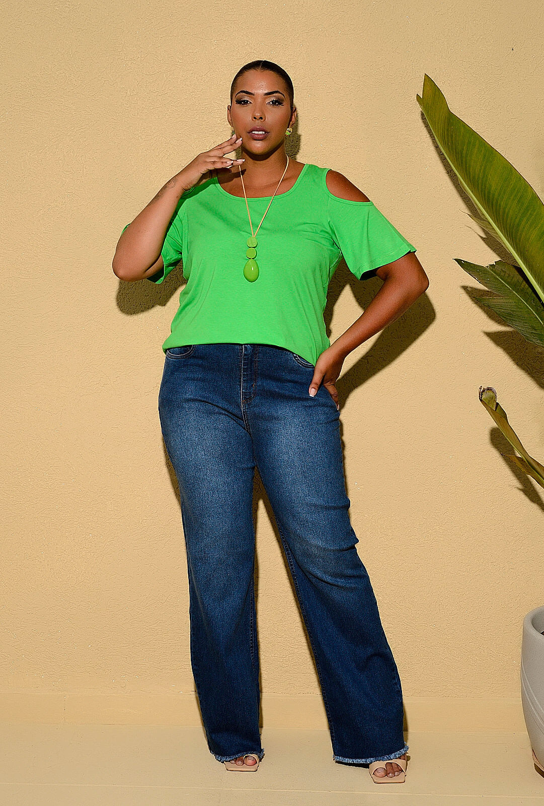 Calça Plus Size Wide Leg Jeans - Mania Brasil Moda Plus Size