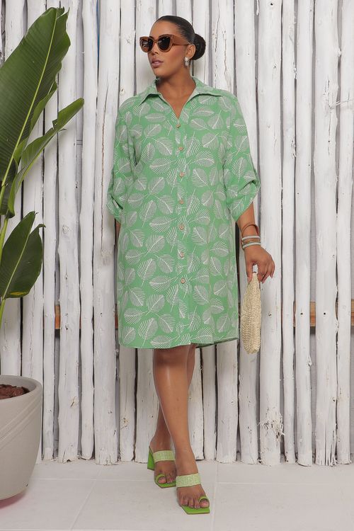 Vestido Chemise Plus Size Verde Lilian